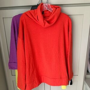 NWT Talbots Vibrant ORANGE  Cowl Neck Sweatshirt SZ L